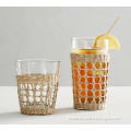 Cane drinking glasses grass wrapped drinking glass cup